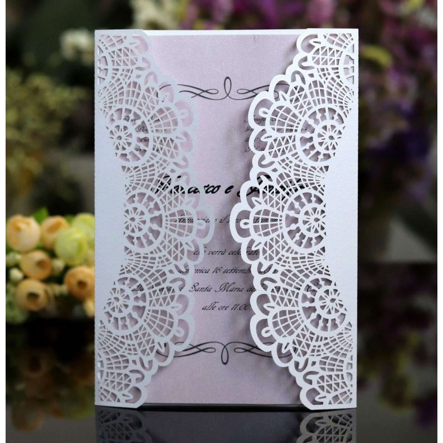 Beautiful Invitation Card Wedding  Decoration Laser Cut Iridescent Paper